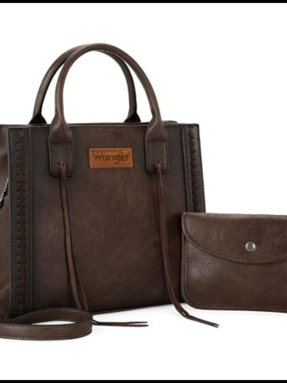 Western Tote Bag Vegan Leather Satchel Whipstitch Tassel Purse